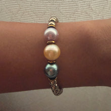 TRICOLOR PEARL PYRITE BRACELET M/L (B7)