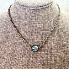 TAHITIAN PEARL KNOTTED PYRITE NECKLACE 15.5" (N31)