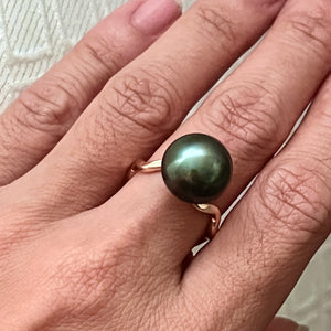 BOMBUCHA HI TIDE SOLITAIRE TAHITIAN PEARL RING 7.5 GF (R18)