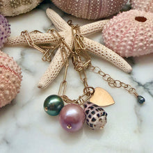 TAHITIAN, EDISON & HEBREW SHELL CLUSTER NECKLACE 18" GF (N2)