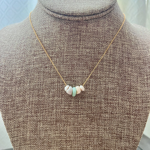 A. DAINTY PUKA &  GREEN JADE NECKLACE 16