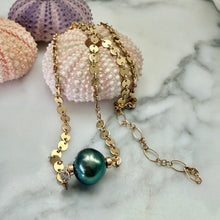 BOMBUCHA BLUE GREEN TAHITIAN DISCO NECKLACE 17.5" GF (N33)