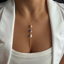 TRICOLOR CONE SHELL TASSEL Y NECKLACE 17" GF (N22)