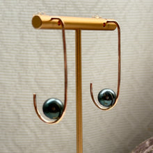 BLUE GREEN TAHITIAN PEARL SWOOP EARRINGS GF (E2)