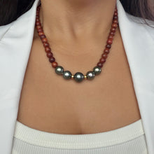 5X BOMBUCHA TAHITIAN PEARL SANDALWOOD NECKLACE 19"(N27)