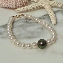 TAHITIAN AND WHITE EDISON MOMI BRACELET 7" (B16)