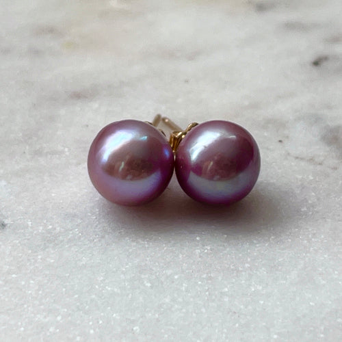 9.3MM IRIDESCENT LUSTER EDISON PEARL STUDS GF (E6)