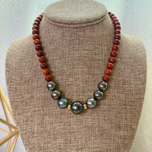 7X TAHITIAN PEARL SANDALWOOD NECKLACE 17"(N26)