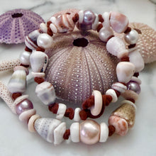 MERMAID PEARL & SHELL OCEAN NECKLACE LEATHER 18.5" (N24)