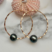 TAHITIAN PEARL HOOP EARRINGS GF (E12)