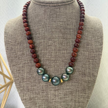 5X BOMBUCHA TAHITIAN PEARL SANDALWOOD NECKLACE 19"(N27)