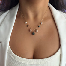 TAHITIAN, CONE SHELL, & KESHI STATION NECKLACE 18" GF (N17)