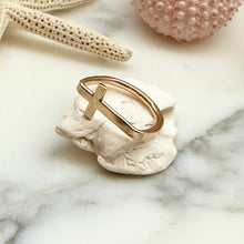 SIDE CROSS SIGNET RING SZ 7/8 GF (R9)