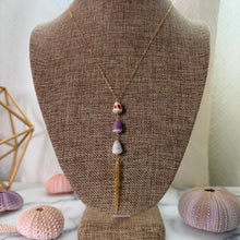 TRICOLOR CONE SHELL TASSEL Y NECKLACE 17" GF (N22)