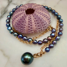 BOMBUCHA TAHITIAN PEARL 50/50 KESHI & ROLO NECKLACE 19" (N40)