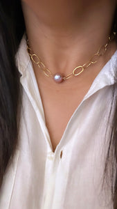 BOMBUCHA PINK EDISON PEARL POHAKU NECKLACE GF 18" ADJ (N33)