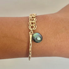 EXCLUSIVE VINTAGE DOUBLE LINK & TAHITIAN BANGLE BRACELET MED (B44)