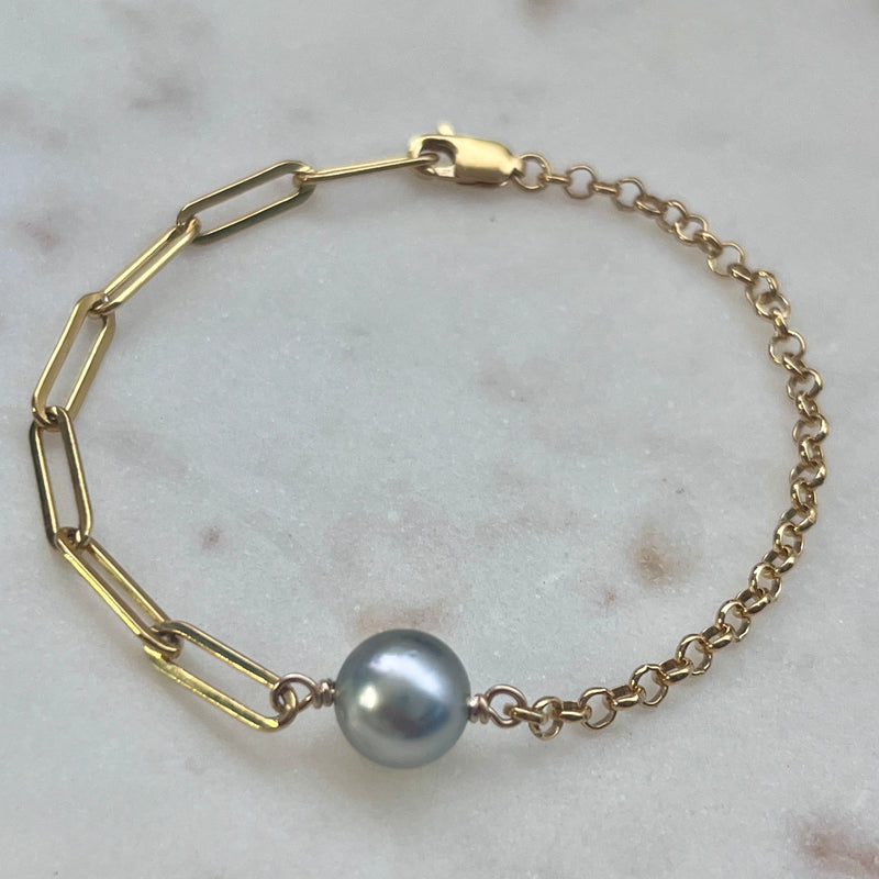 TAHITIAN PEARL ROLO LINK BRACELET – MAUIME HAWAII