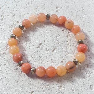 CARNELIAN & PYRITE GEMSTONE BRACELET MED (B33)