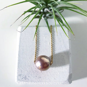 LUXE FLOATING PEARL NECKLACE GF (11MM+ EDISON PEARL)