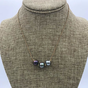 SILK KNOTTED TRICOLOR TAHITIAN PEARL NECKLACE