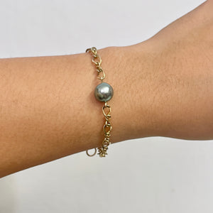 VIBRANT GREEN TAHITIAN INFINITY LINK BRACELET GF S/M/L (B30)