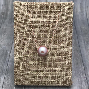 FLOATING PEARL NECKLACE (AAA PINK EDISON PEARL)
