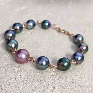 EDISON & TEN TAHITIAN PEARL INTERLINK BRACELET MED GF (B24)