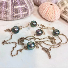 5X PEACOCK TAHTIAN PEARL LONG STATION NECKLACE GF 39" (N6)