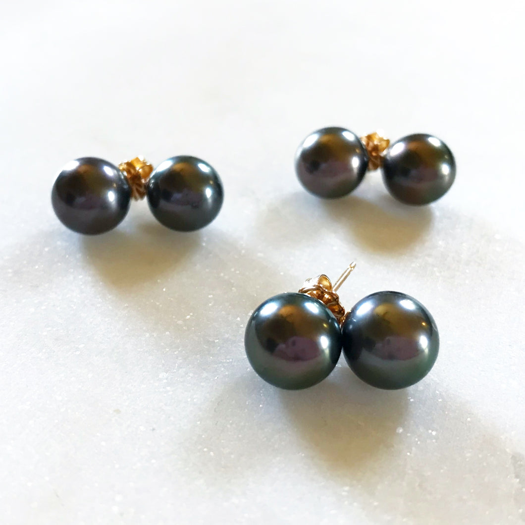 TAHITIAN PEARL STUDS 9MM-9.9MM